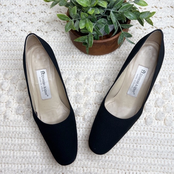 Etienne Aigner Shoes - ETIENNE AIGNER Vintage Women’s Dreamer Heel Pumps Black Leather 7